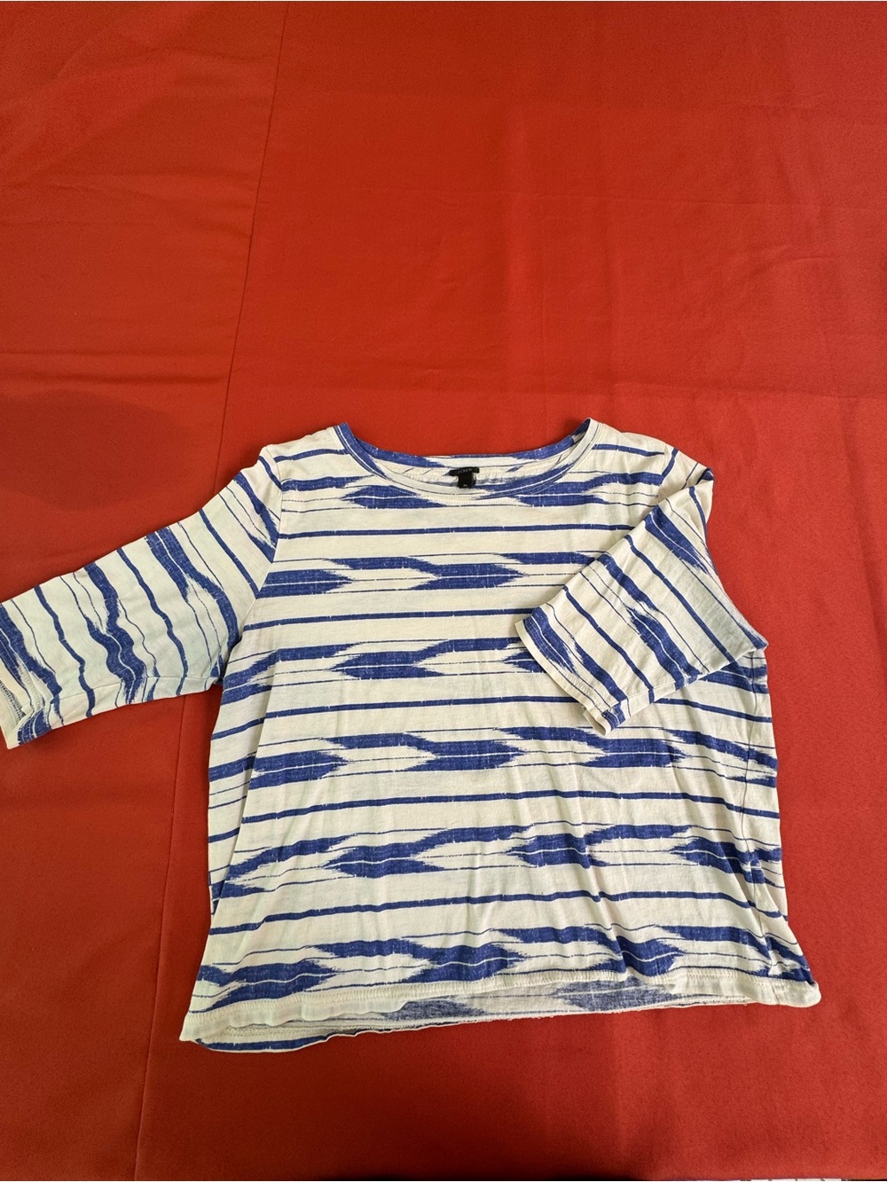 J. Crew White and Blue Striped Long Sleeve Tee
